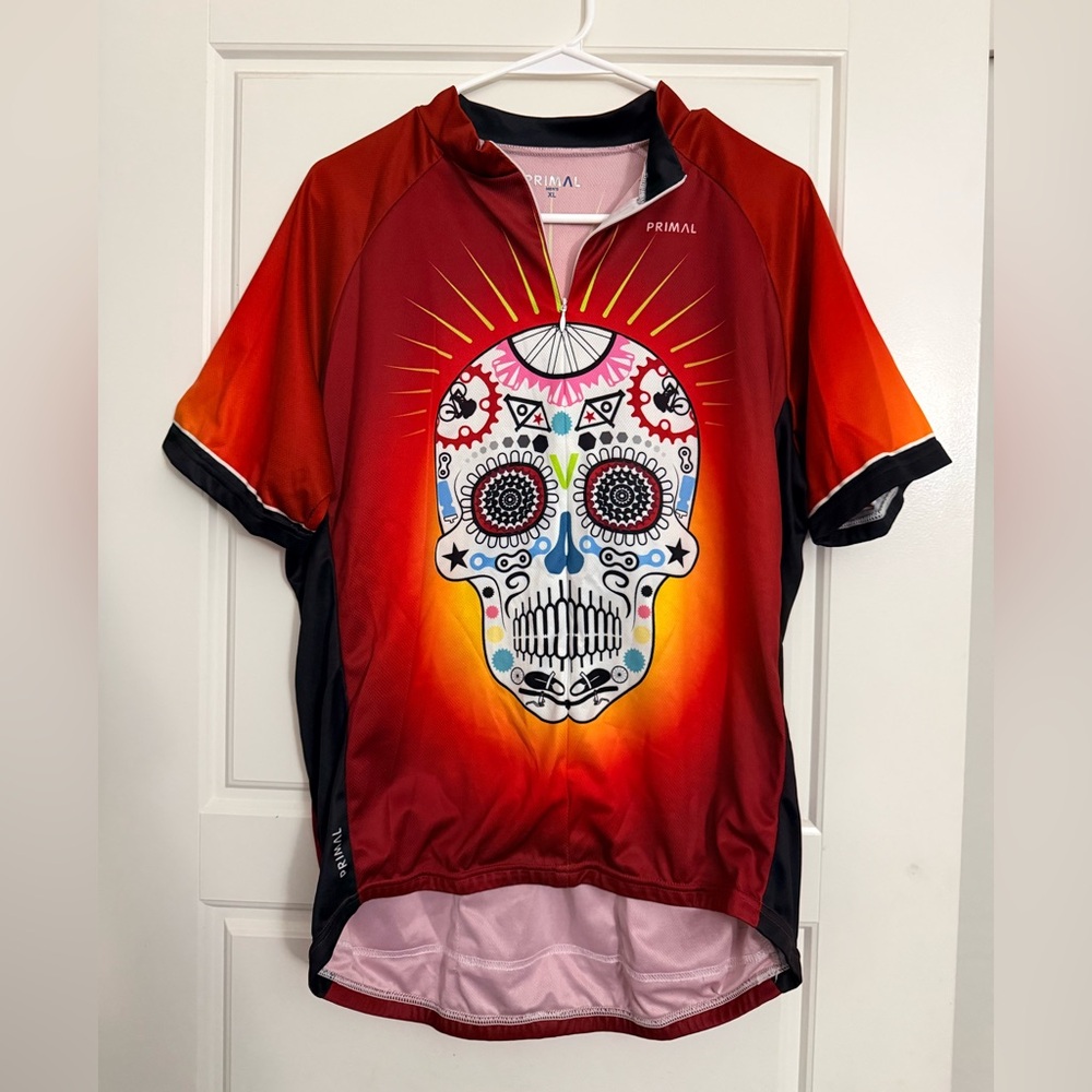 Men’s Primal Skull Graphic Cycling Shirt XL - Red and Black